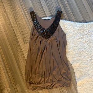 Faux leather detail tank